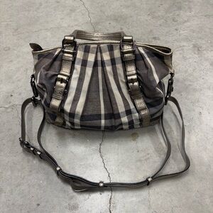 2000s Burberry Checkered Metallic Glitter Shoulder Bag